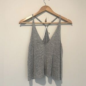 Wilfred Free Flowy Racerback Semi-Cropped Tank Top in Heather Grey ~ size XS